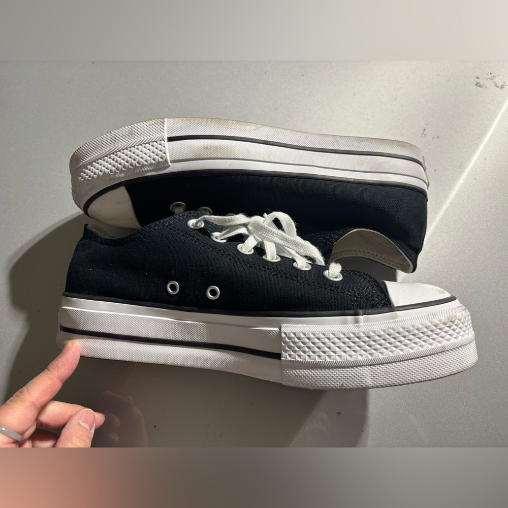 Converse Black and White platform low